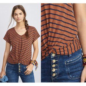 Stateside Twist-Front Tee in adobe stripe